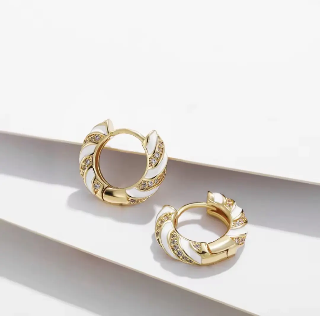 Glow Hoop Earrings ( White )