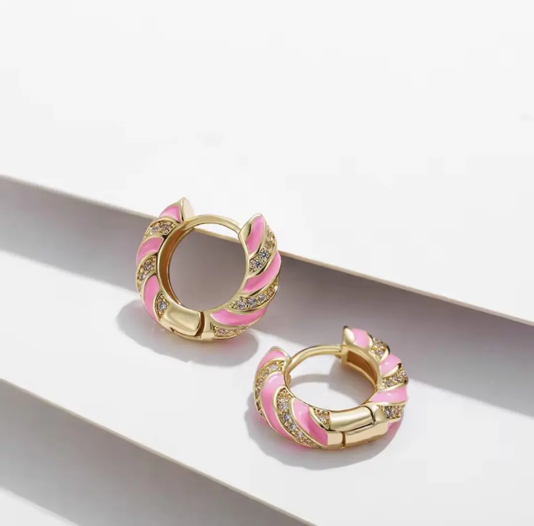 Glow Hoop Earrings ( Baby Pink )