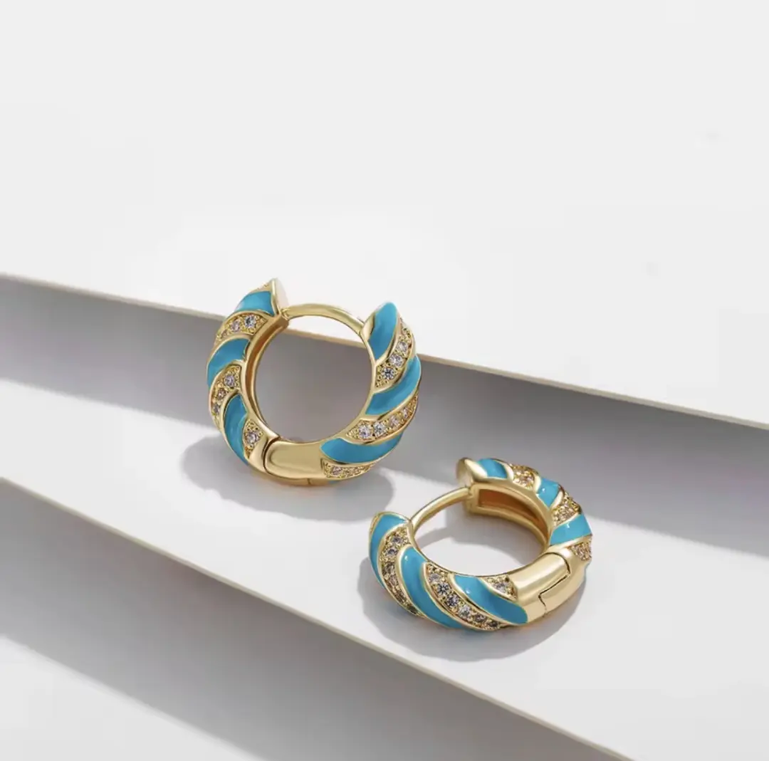 Glow Hoop Earrings ( Blue )
